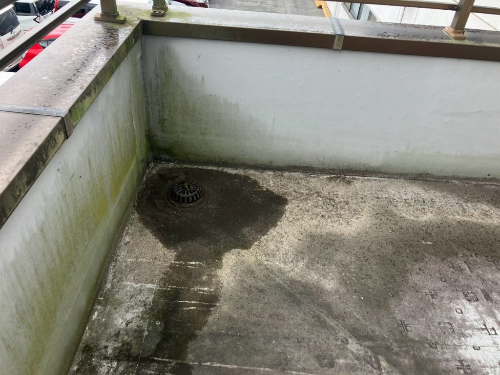 排水口周辺の湿り跡