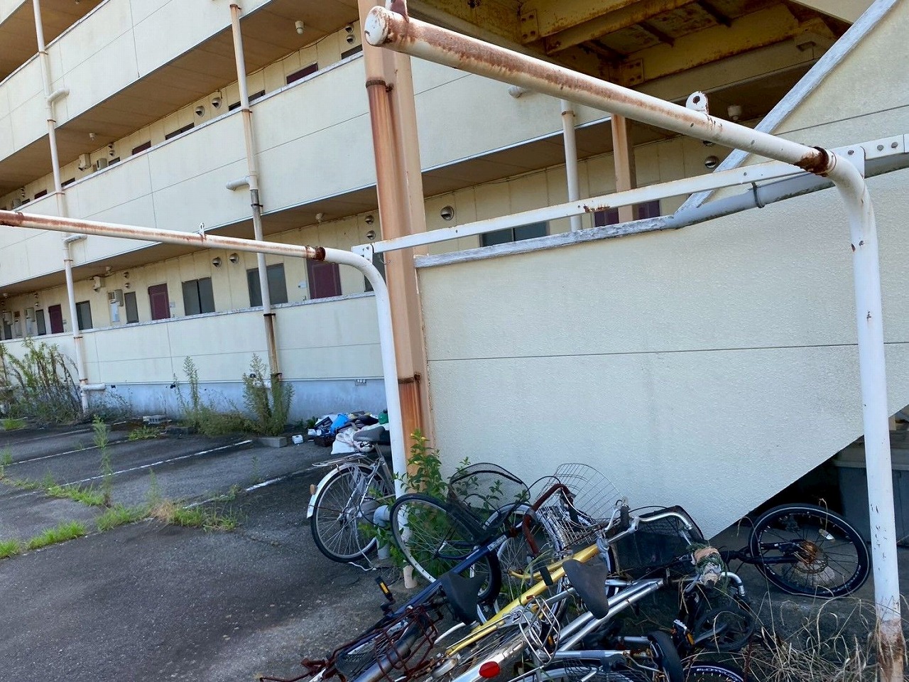 屋根支持パイプの損傷確認