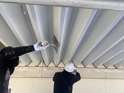 細部の下地調整作業