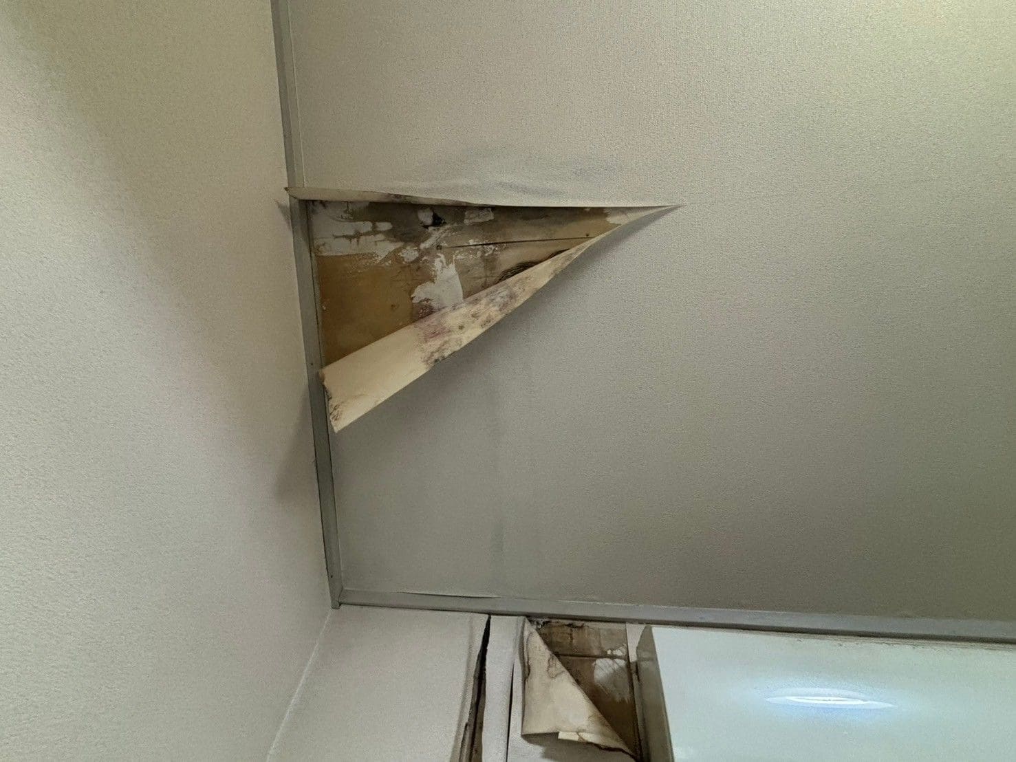 さらに進行した天井の剥がれ