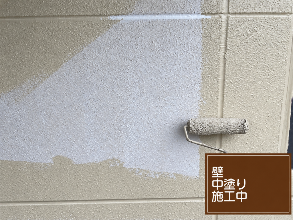 外壁の中塗り施工