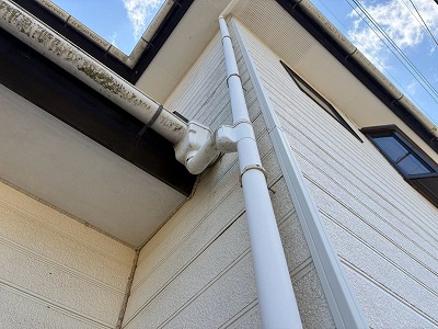 縦樋と集水器の接続部