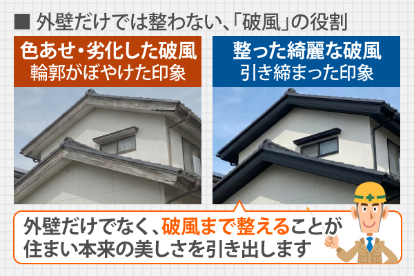 外壁だけでなく、破風まで整えることが住まい本来の美しさを引き出します